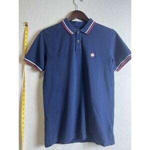 Pretty Green Polo Shirt Mens Small Blue Red White Logo Casual Cotton‎ Office